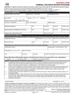 SHARING FORM CRIMINAL RECORDS REVIEW PROGRAM