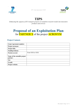 Proposal of an Exploitation Plan