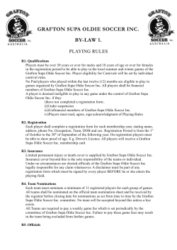 Playing Rules - Grafton Supa Oldie Soccer
