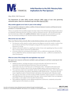 Initial Reaction to the DOL Fiduciary Rule: Implications for Plan