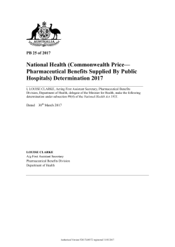 National Health (Commonwealth Price&mdash; Pharmaceutical Benefits