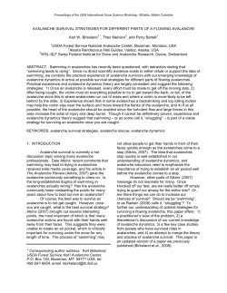 Avalanche survival strategies for different parts of a flowing avalanche