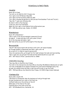 Directions to Ball Fields Amelia Blackstone Brunswick Charlotte