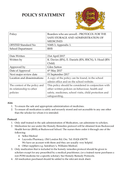 Protocol for the administration of Homely medicines at Buckswood