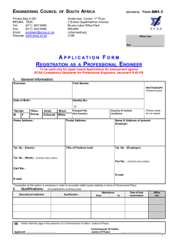 Registration as a Professional Engineer