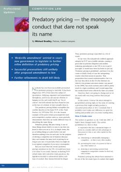 Predatory pricing &minus; the monopoly conduct that dare not speak its name
