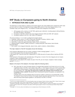 IIHF Study on Europeans going to North America