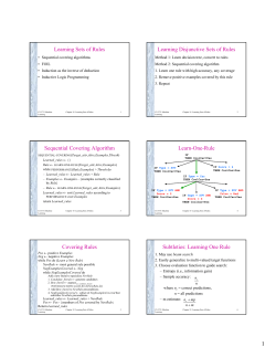 Learning Sets of Rules Learning Disjunctive Sets of Rules