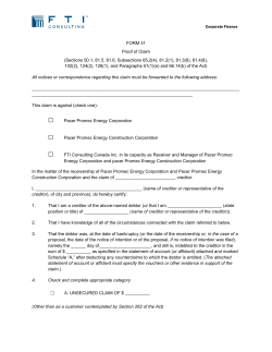 FORM 31 Proof of Claim - FTI Consulting Canada Inc.