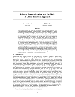Privacy, Personalization, and the Web: A Utility