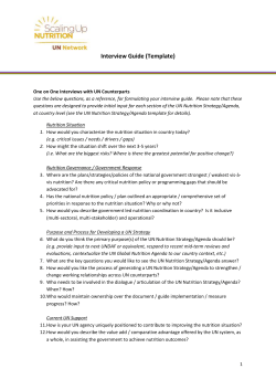 (see the UN Nutrition Strategy/Agenda template for details).