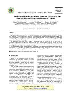 Prediction of Equilibrium Mixing Index and Optimum Mixing Time for