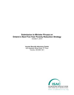 Submission On Ontario Second Poverty Reduction Strategy