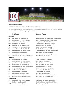 First Team Second Team Offense Defense Specialists