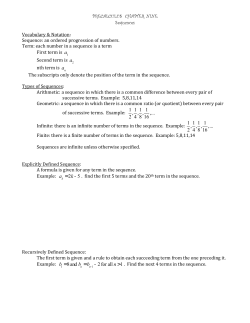 PRECALCULUS CHAPTER NINE Sequences Vocabulary