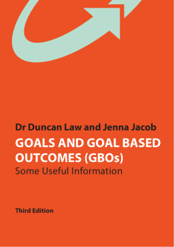 GOALS AND GOAL BASED OUTCOMES (GBOs)