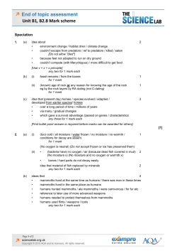 Unit B1, B2.8 Mark scheme