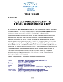 Hans Van Damme new Chair of the Common Content Steering Group
