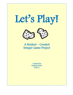 A Student &ndash; Created Integer Game Project