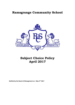 Subject Choice Policy 2017 - Ramsgrange Community School