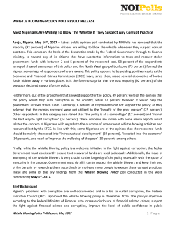 Most Nigerians Are Willing To Blow The Whistle If They