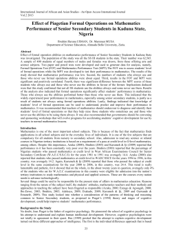 Effect of Piagetian Formal Operations on Mathematics Performance