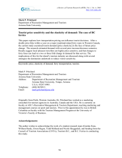 Tourist price sensitivity and the elasticity of demand: The case of BC