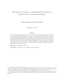 The Impact of Violence on Individual Risk Preferences: Evidence