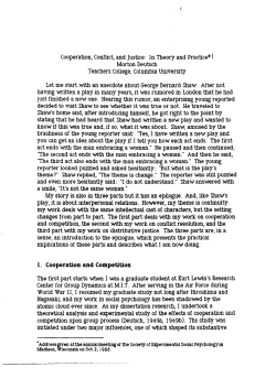 Cooperation, Conflict, and Justice: In Theory and Practice* 1 Morton