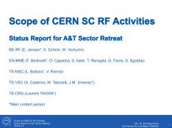 Scope of CERN SC RF Activities Status Report for