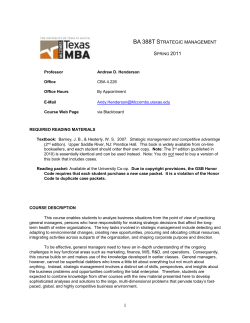 BA 388T - Strategic Management - Henderson - 02070