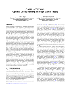GAME OF DECOYS: Optimal Decoy Routing Through Game Theory