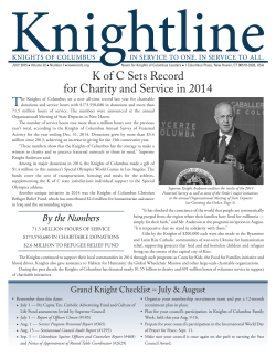 K of C Sets Record for Charity and Service in 2014