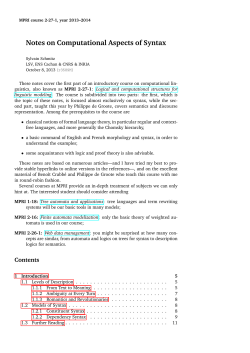 Notes on Computational Aspects of Syntax
