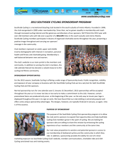 2013 SOUTHSIDE CYCLING SPONSORSHIP PROGRAM