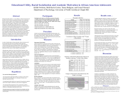 Educational Utility, Racial Socialization and Academic Motivation in