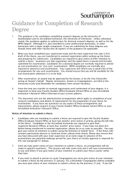 Guidance for Completion of Research Degree 1. This guidance is for