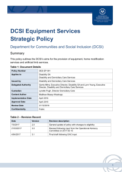 DCSI Equipment Services Strategic Policy