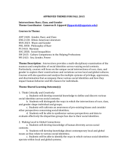 APPROVED THEMES FOR FALL 2015 Intersections: Race, Class