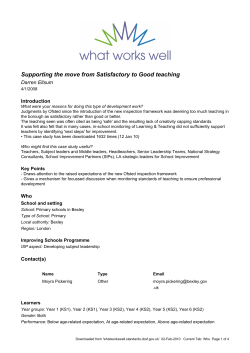 Supporting the move from Satisfactory to Good teaching