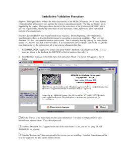 Installation Validation Procedure