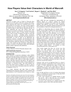 How Players Value their Characters in World of Warcraft