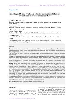 Knowledge of Nurses Working in Intensive Care Units in Relation to