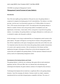 Management Control Systems in Game Industry