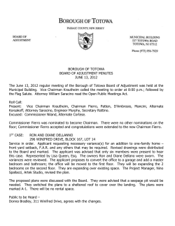 BOROUGH OF TOTOWA BOARD OF ADJUSTMENT MINUTES