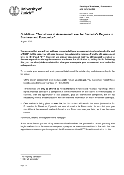 Guidelines: "Transitions at Assessment Level for
