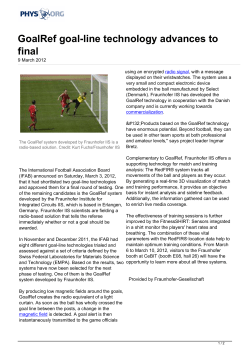 GoalRef goal-line technology advances to final