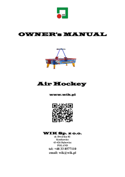 OWNER`s MANUAL Air Hockey