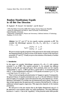 Physics Random Hamiltonians Ergodic in All But One Direction