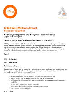 HFMA West Midlands Branch Stronger Together